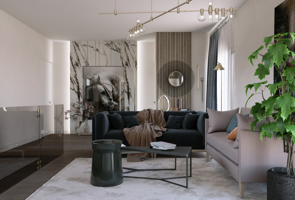 Living room, floor 2, house in Miami, Гостиная, этаж 2, дом в Майами