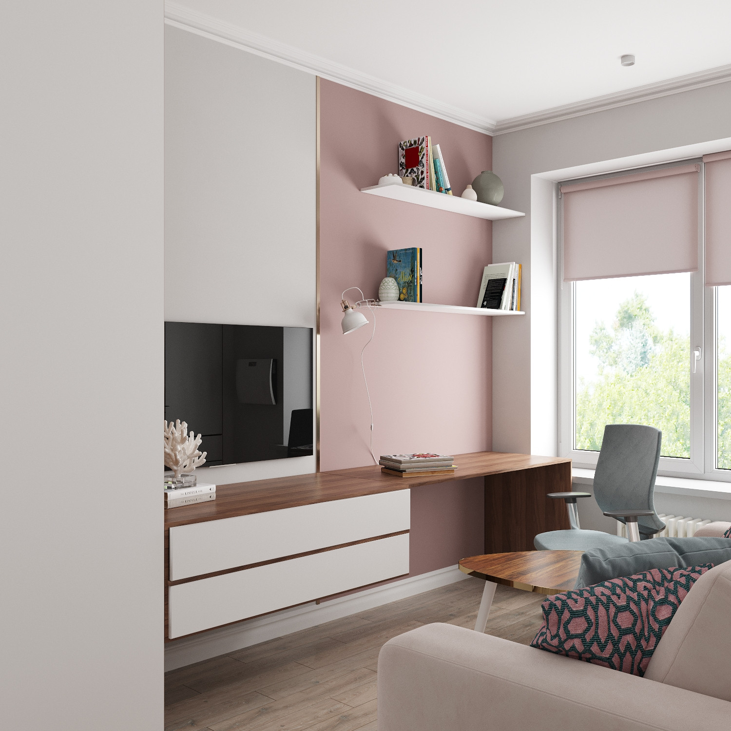 Оформление рабочей зоны покраской стен