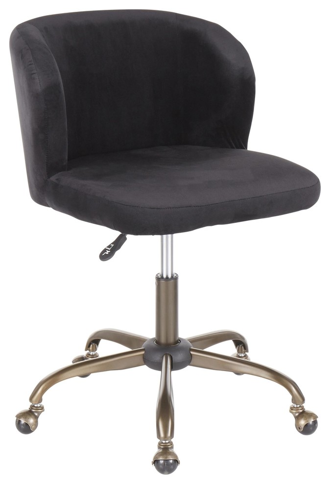 Fran Contemporary Task Chair by LumiSource, Antique Metal, Black Velvet
