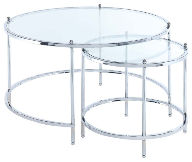 Royal Crest Nesting Round Glass Coffee Tables