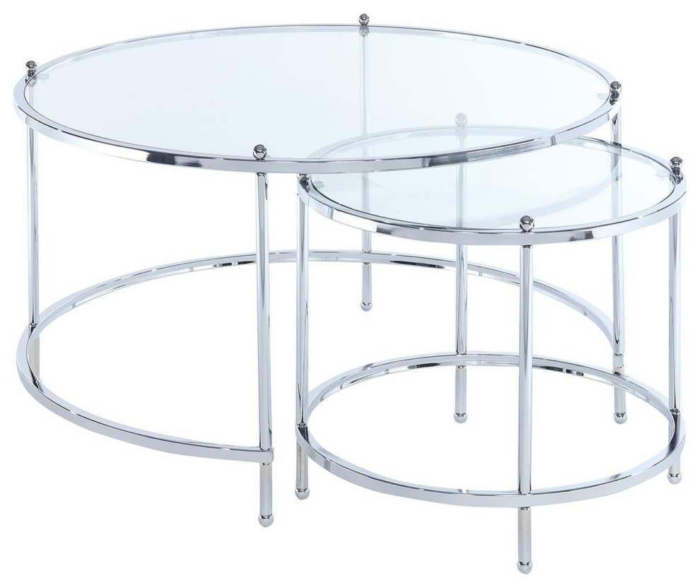 Royal Crest Nesting Round Glass Coffee Tables Contemporary Coffee