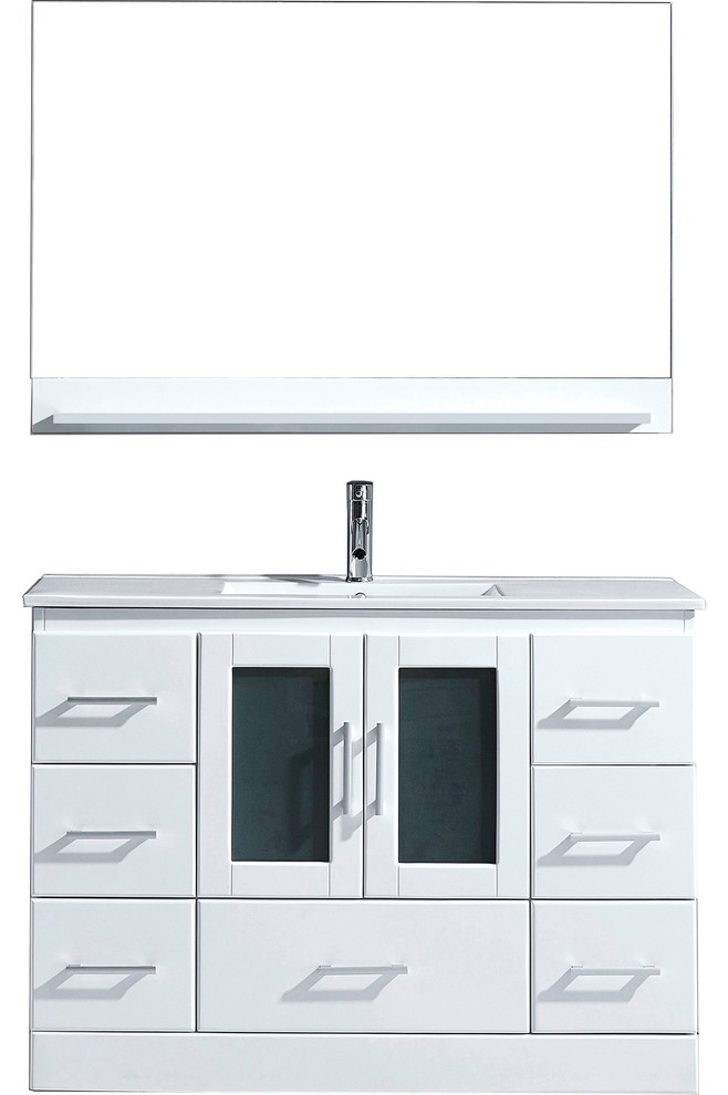 Zola 48" Single Bathroom Vanity Set, White Contemporary Bathroom