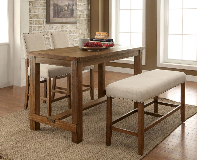 Rectangular Counter Height Table Rectangular Counter Height Table, Natural Tone - Transitional - Dining ...