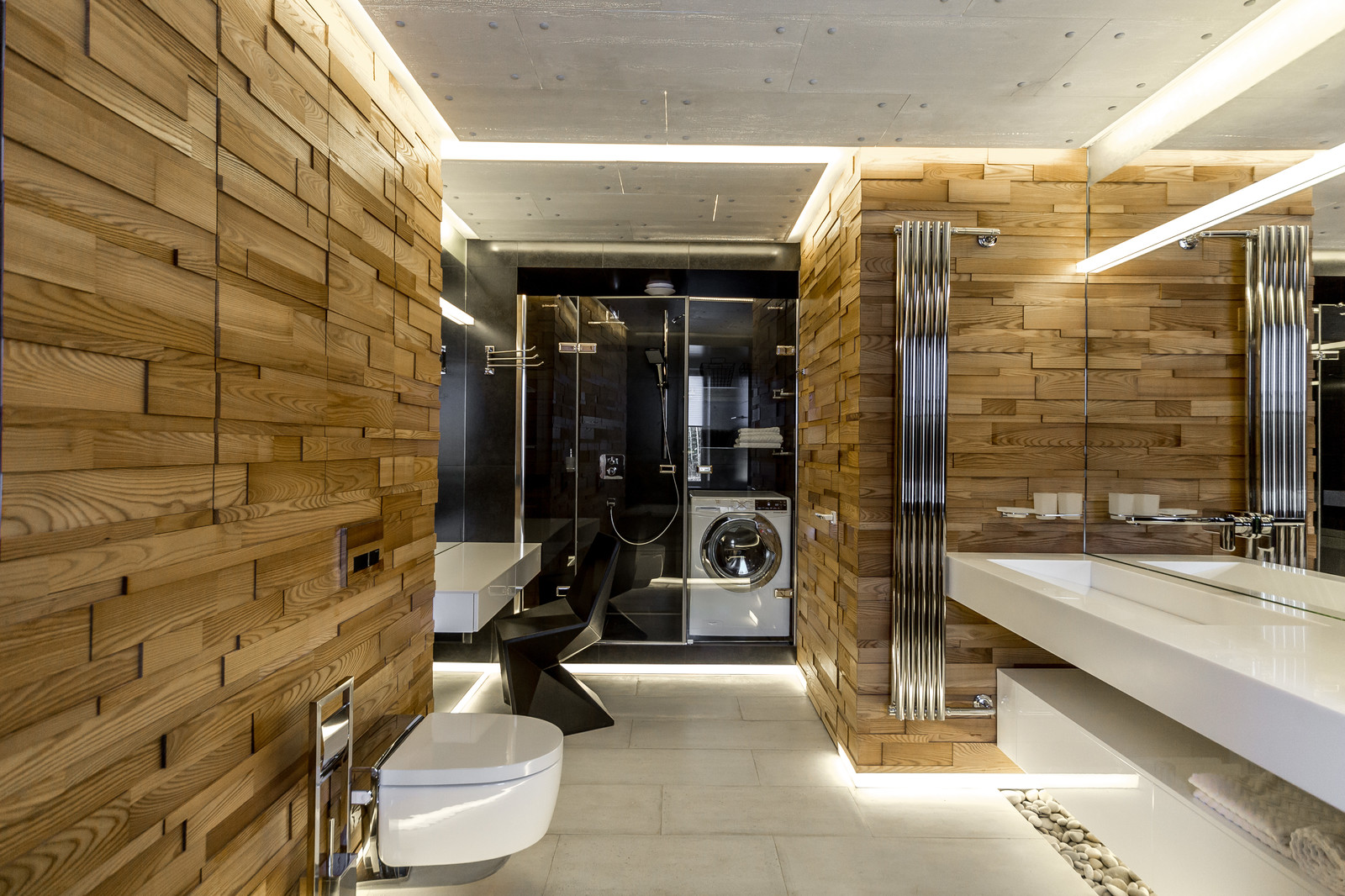 Ванная в светящемся бетоне