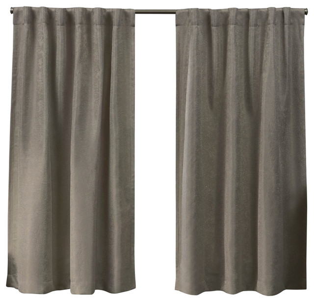 Lancaster Basketweave Woven Blackout Hidden Tab Top Curtain Panel