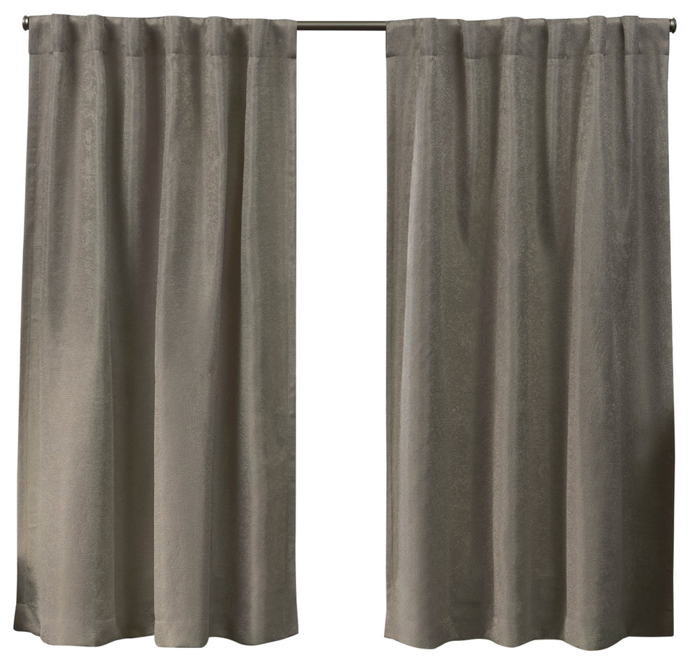 Lancaster Basketweave Woven Blackout Hidden Tab Top Curtain Panel