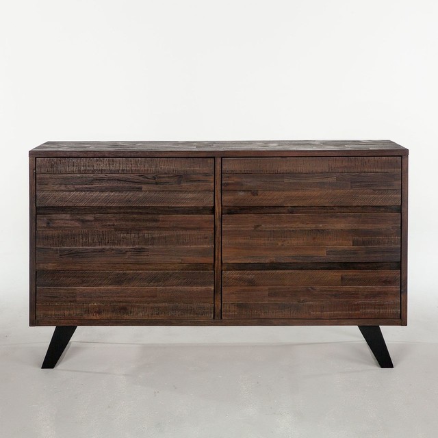 60 L 6 Drawer Dresser Hand Crafted Solid Hardwood Sleek Metal Base Industrial Dressers By Noble Origins Home