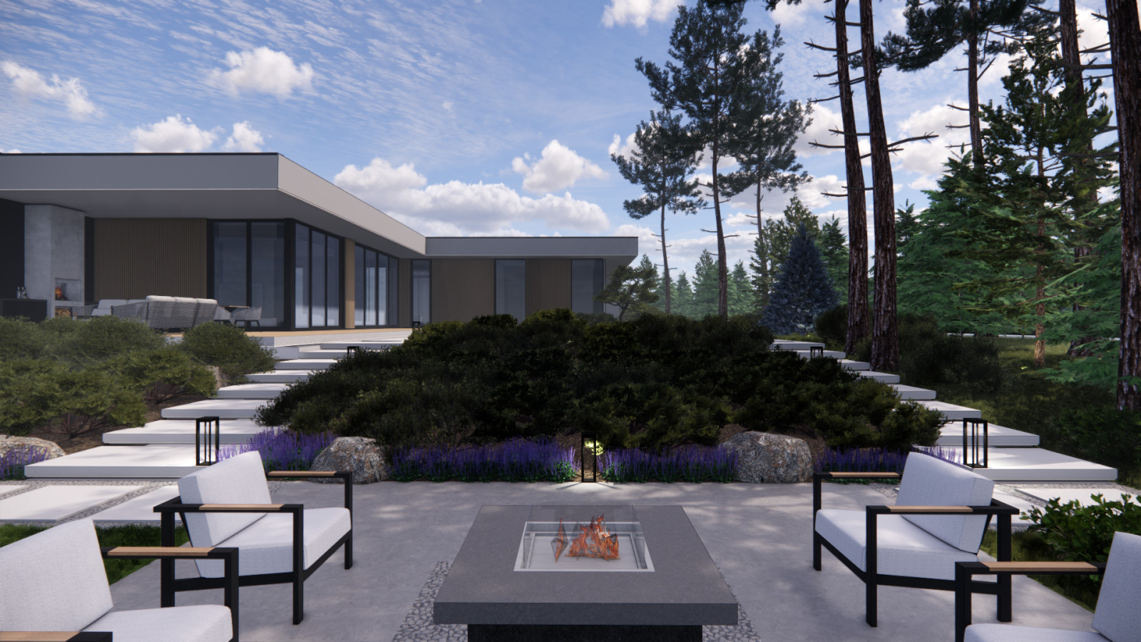 Зона отдыха с очагом