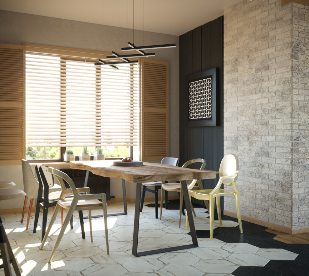 Гостиная, столовая, кухня в частном доме