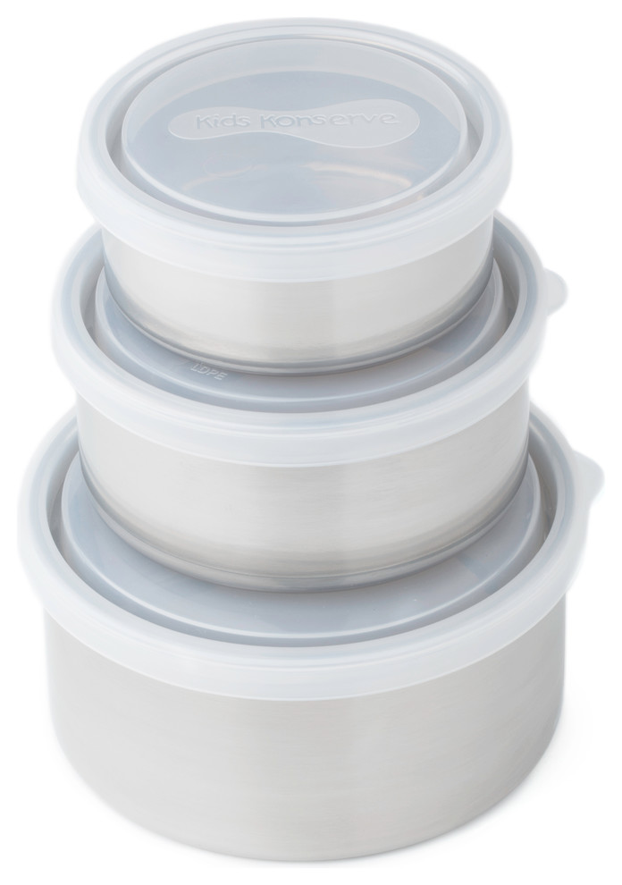 U Konserve 3 Piece Round Nesting Food Container Trio Set with Clear