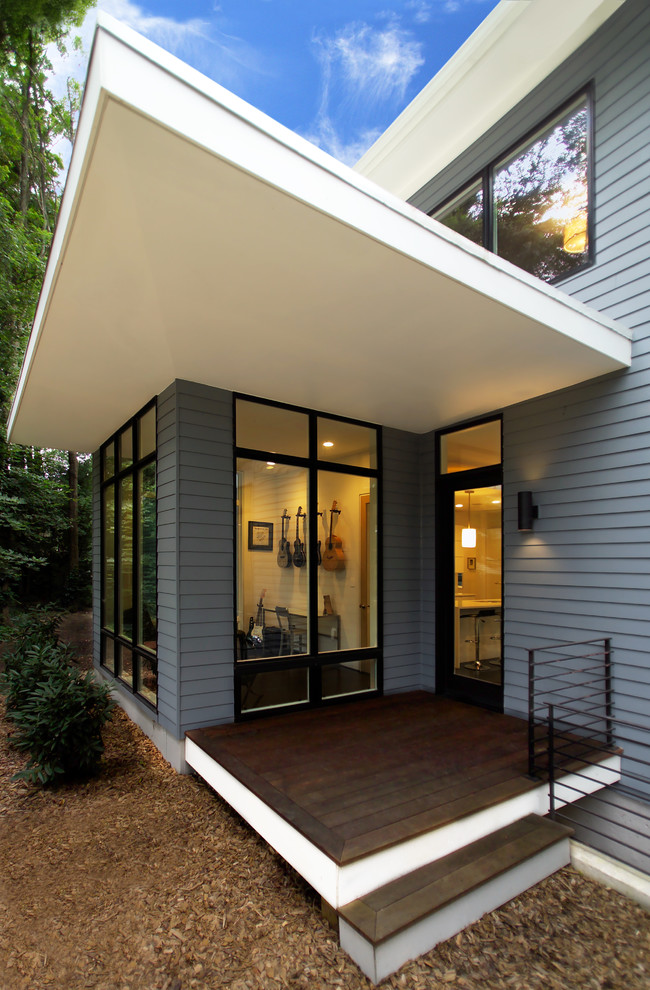 Contemporary exterior in DC Metro with wood siding.