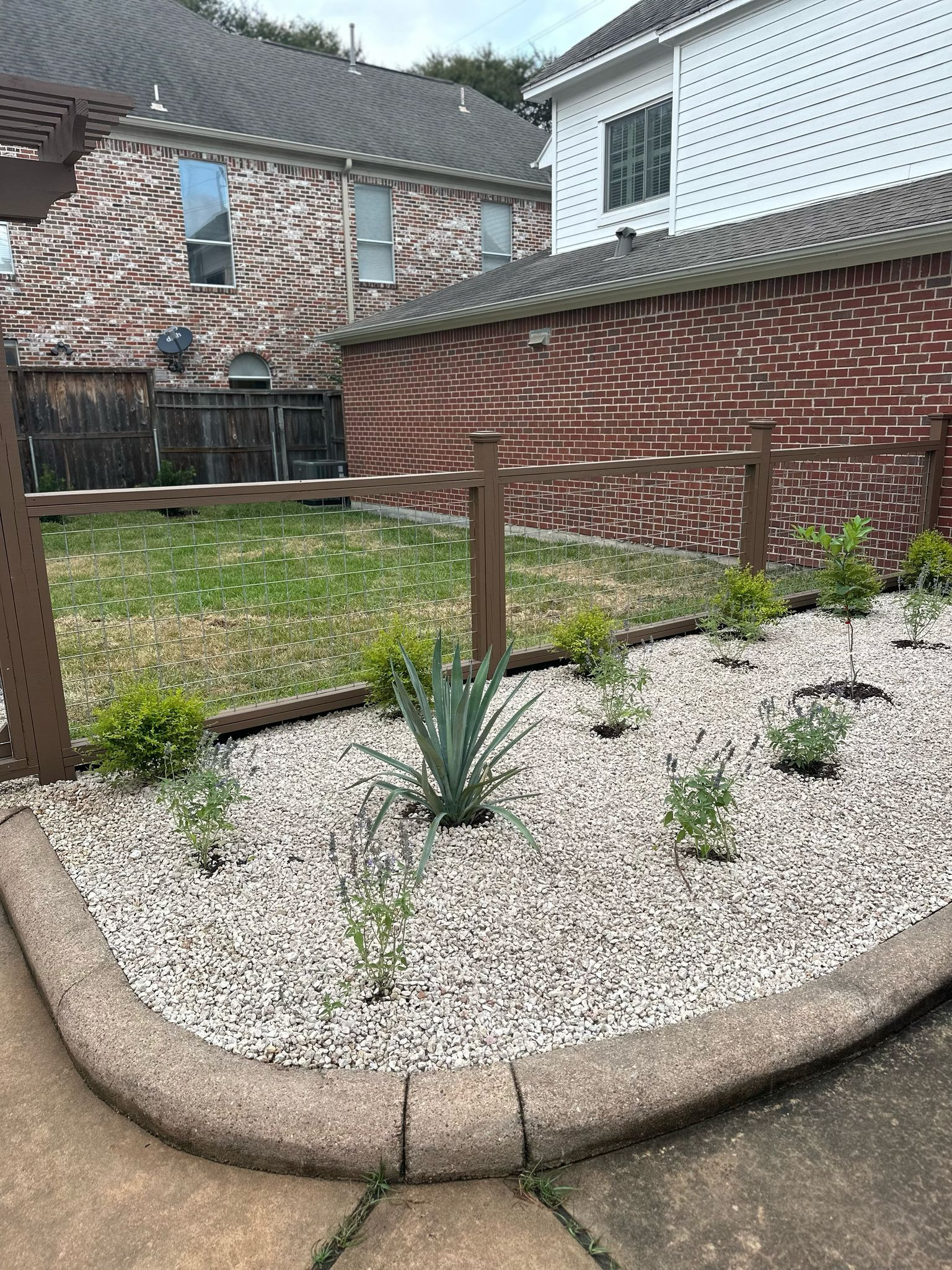 Beautiful stamped concrete patio with Pergola Cover on Haddon st!