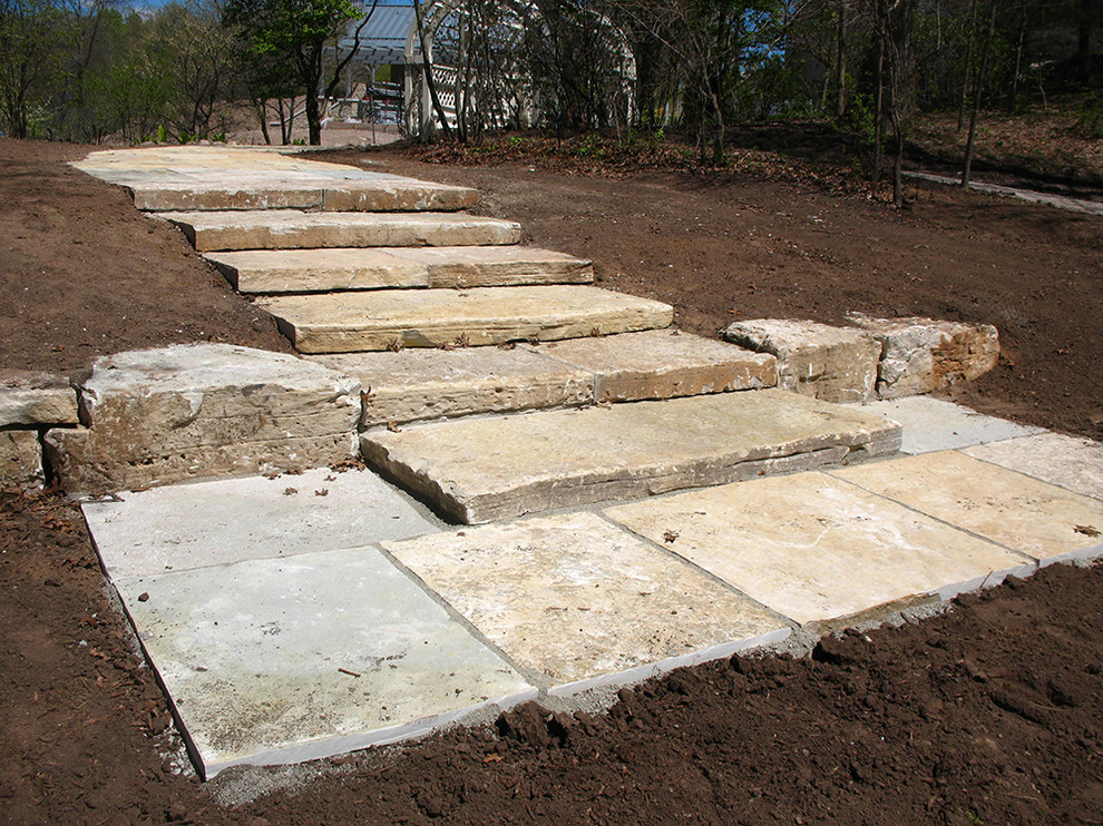 This is an example of a rustic backyard landscaping.