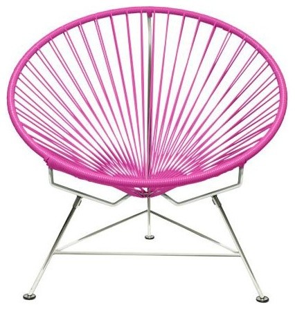 Innit Lounge Chair - Pink Weave on Chrome Frame