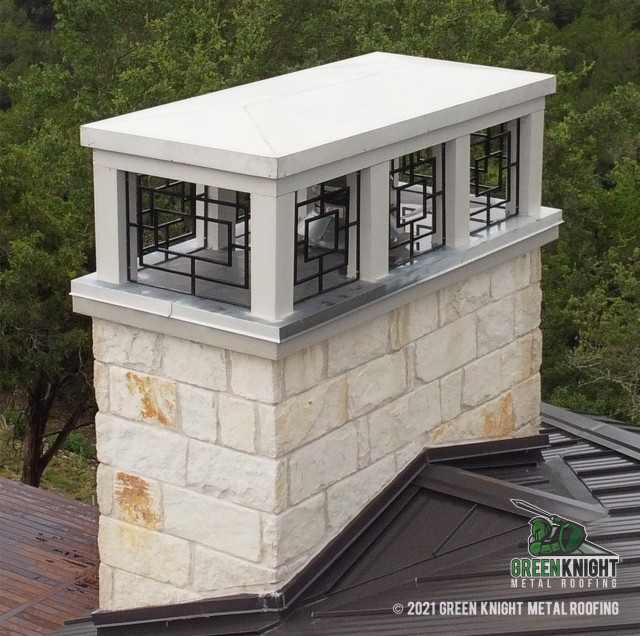 Standing Seam with Custom Chimney Cap Modern Fasad Austin av
