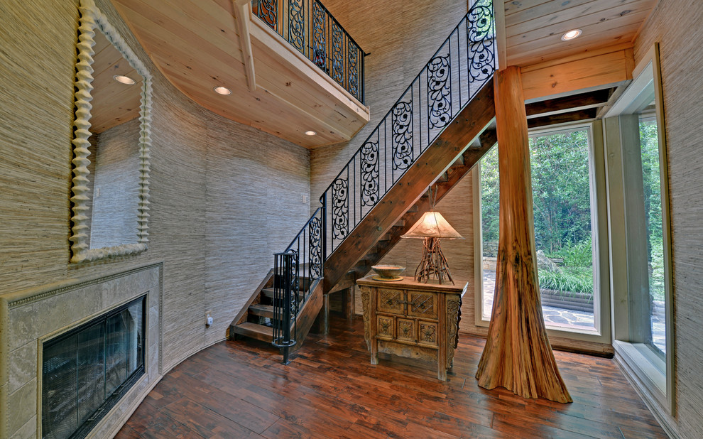 Inspiration for a traditional foyer in Atlanta with beige walls.