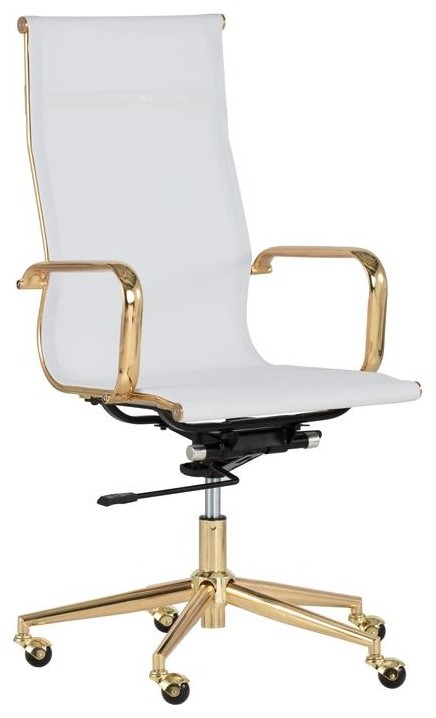 white office chair with gold