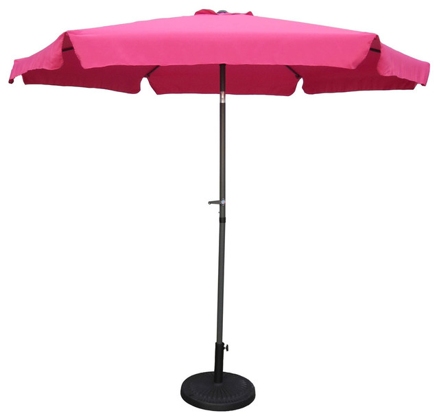 9' Aluminum/ Polyester Fabric Patio Umbrella and Crank, Dark Gray/Bery Berry