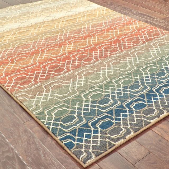 Oriental Weavers Kasbah Gray/Multi Geometric 3945B Area Rug Contemporary Area Rugs by