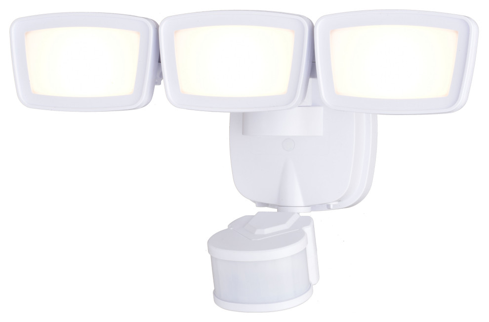 13.25" 3 Light LED CCT Adj. Outdoor Motion Sensor Security Flood Light White
