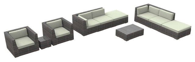 Brunei Outdoor Patio Furniture Sofa Sectional, 10-Piece Set, Beige