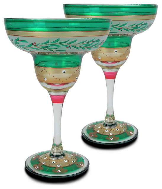 Christmas Garland Margarita Glasses, Set of 2