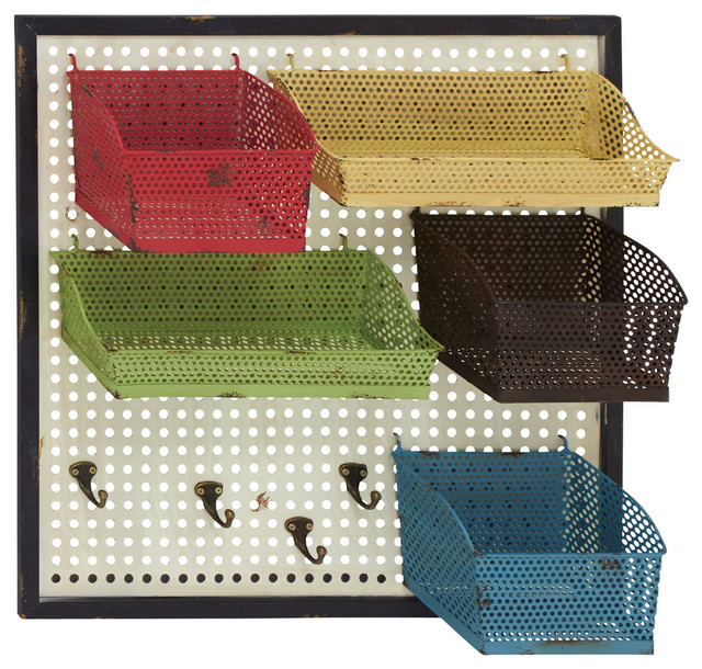 Metal Wall Storage Rack Industrial Wall Organizers by Benzara