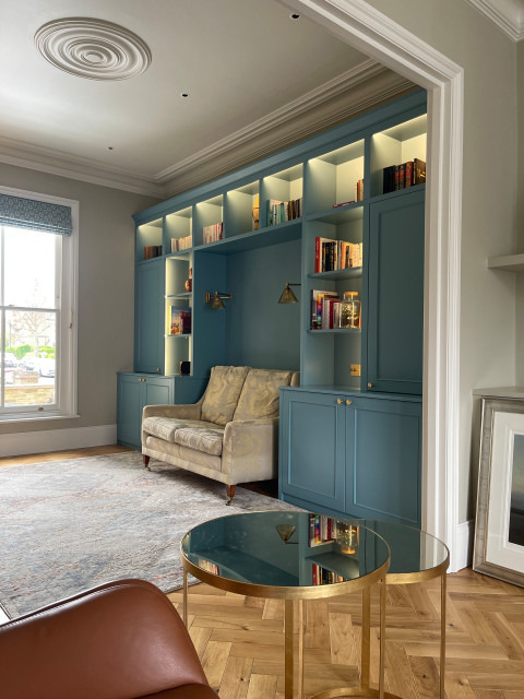 Blue Spray Painted laquered Media Unit Alcoves contemporary-living-room