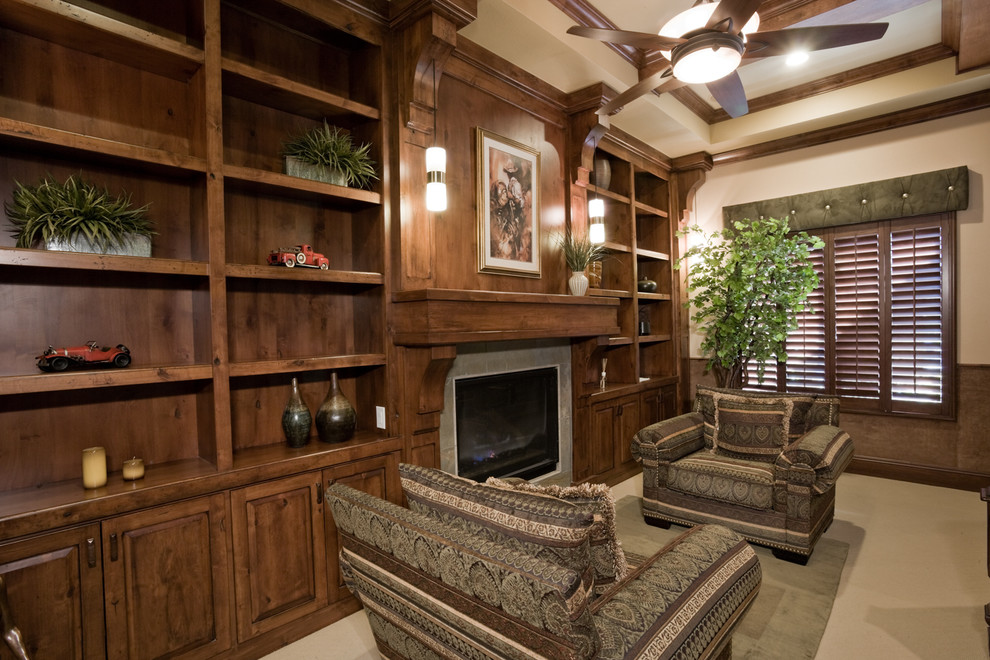 Design ideas for a traditional enclosed living room in Las Vegas with beige walls.