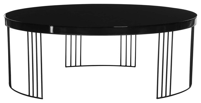 Round Coffee Table, Metal Legs With Elegant Engineered Wood Top