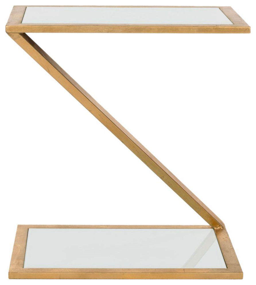 Andrea Glass Top Gold Accent Table Contemporary Side Tables And End
