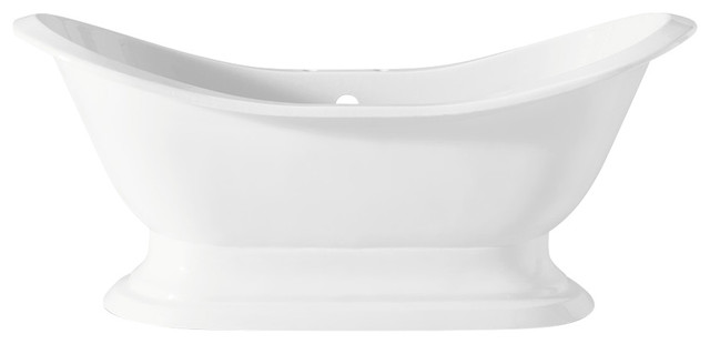Cheviot Products Regency Cast Iron Bathtub With Pedestal Base and Faucet Holes