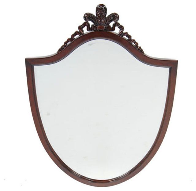 Mahogany Carved Shield Mirror Traditional Floor Mirrors by