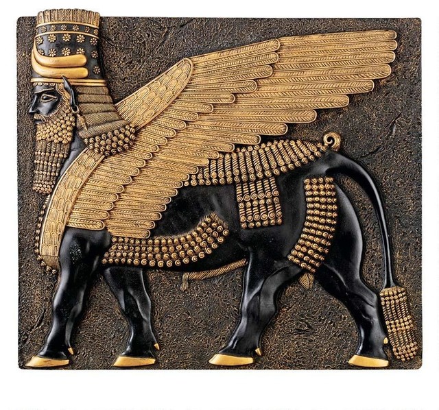 a living wall room decorations for Winged Collectible Decor  Sculpture Bull Wall Assyrian Accents Wall