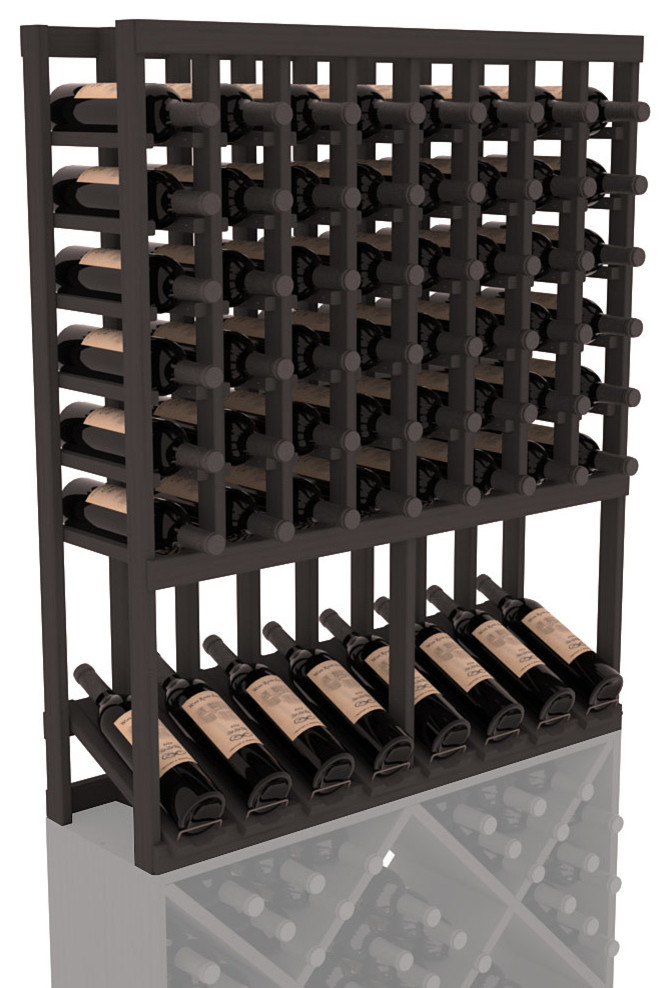 High Reveal Wine Rack Display, Pine, Black Stain