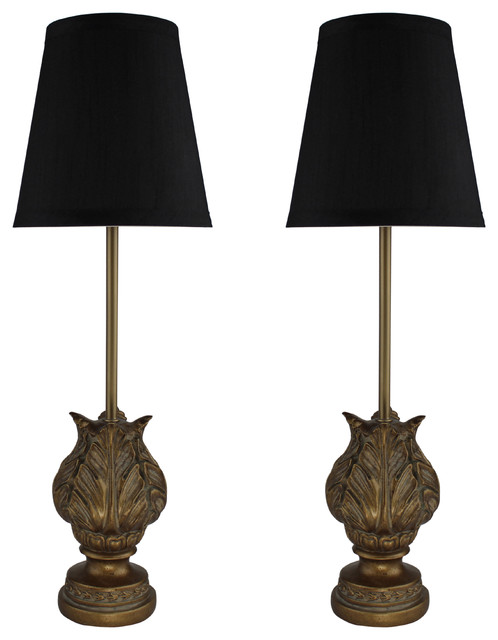 Set Of 2 Charlotte Mini Buffet Lamps With Shades Traditional