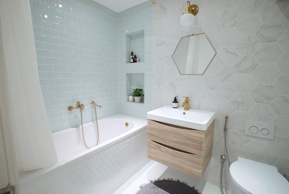This is an example of a scandi bathroom in London.