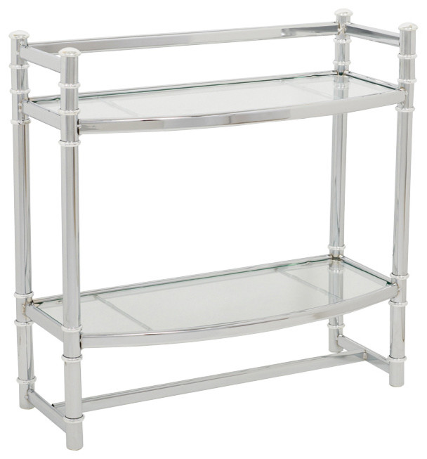 Zenna Home Chrome Wall Shelf With Tempered Glass Shelves Contemporary
