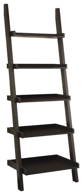 Coaster Colella 5-Shelf Transitional Wood Ladder Bookcase in Cappuccino
