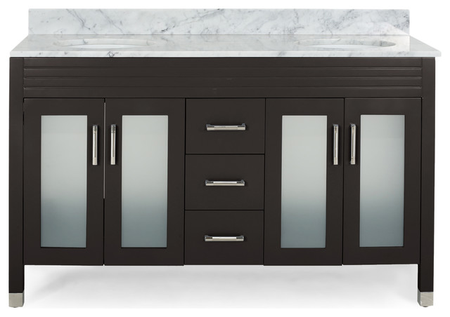 Taylor Contemporary 60 Wood Double Sink Bathroom Vanity With