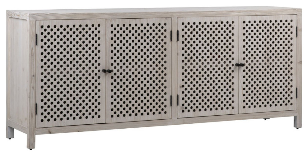 75" Whitewash Sideboard Media Farmhouse Buffets And