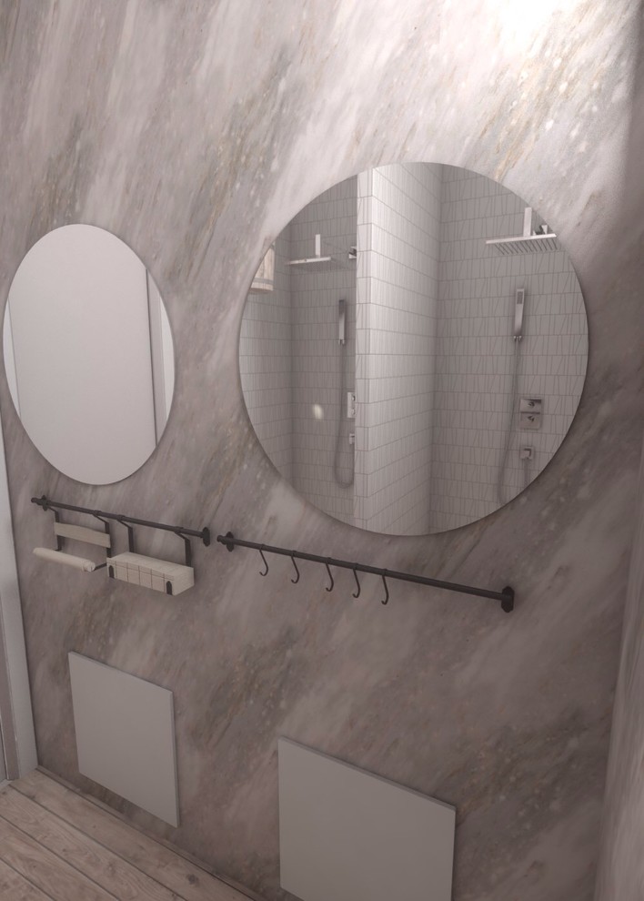 Интерьеры бани и беседки на берегу реки