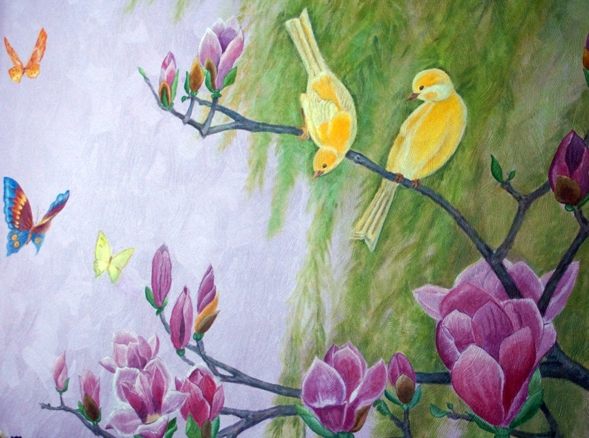 Роспись гостиной комнаты «Весна»