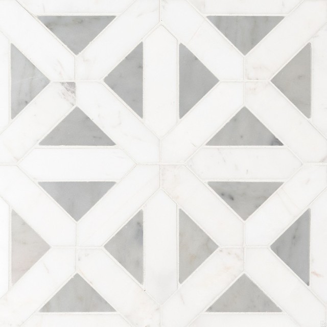Bianco Dolomite Geometric Pattern Polished Mosaic, Sample