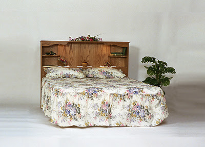 open shelving bookcase headboard