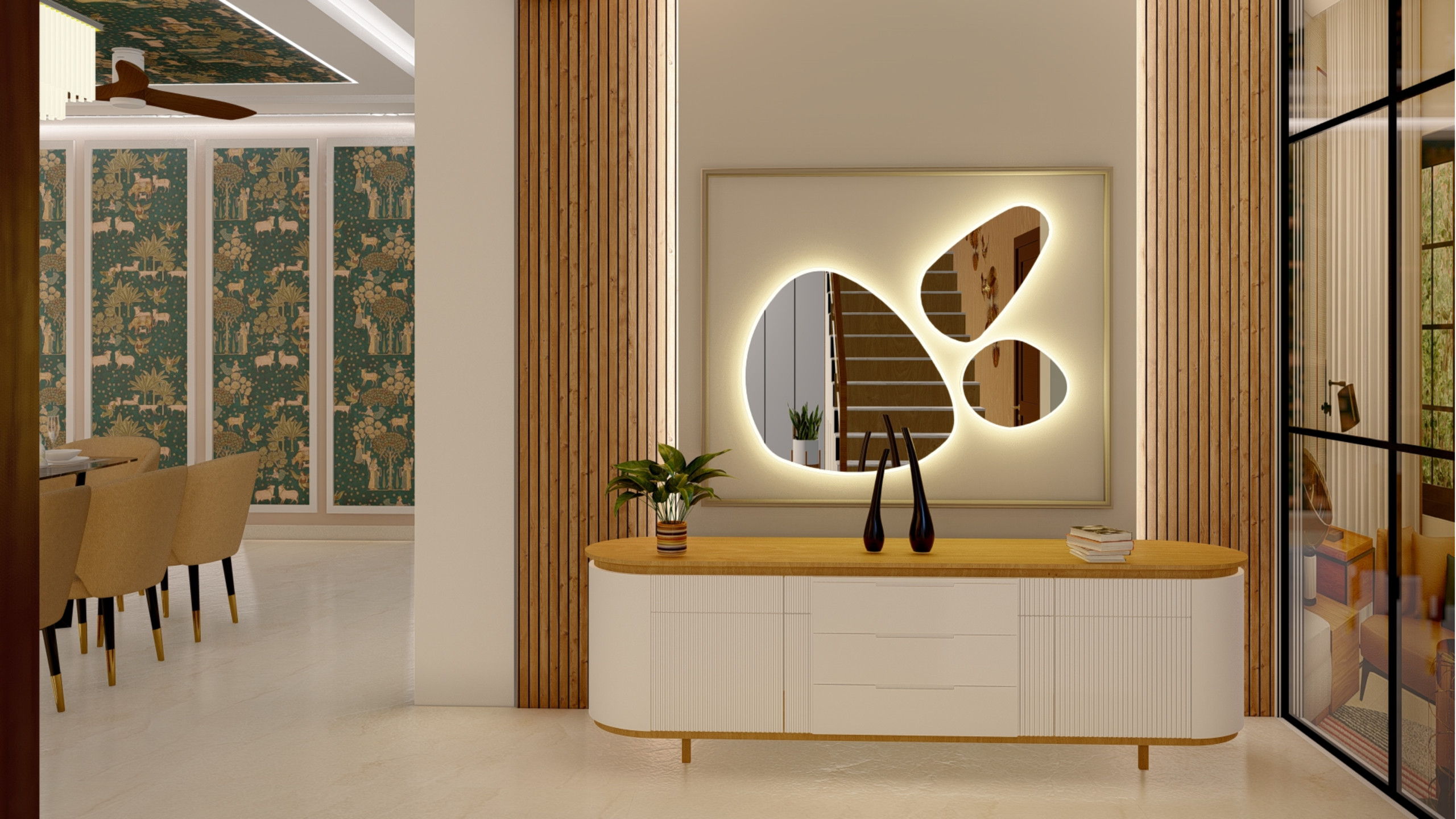 Art Deco Style Dining Room with Glamorous Gold Elements in Kingswood