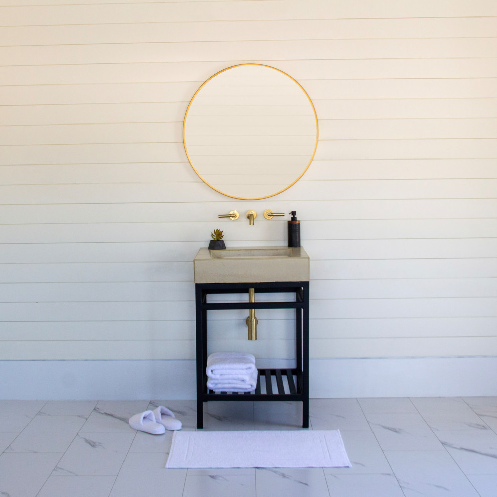 Concrete Freestanding Vanity 24" Integrated Ramp Sink Transitional