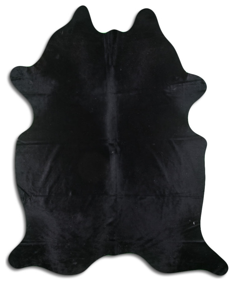 NATURAL HAIR ON Cowhide Rug DE BLACK, 5'x7' to 6'x8' Southwestern
