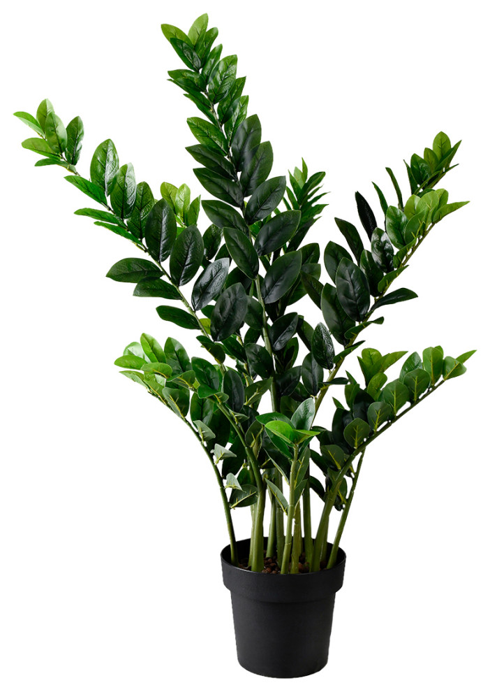 Serene Spaces Living Artificial ZZ Zanzibar Gem Plant in Plastic Black
