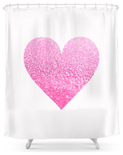 Pink Heart Shower Curtain Contemporary Shower Curtains by Society6